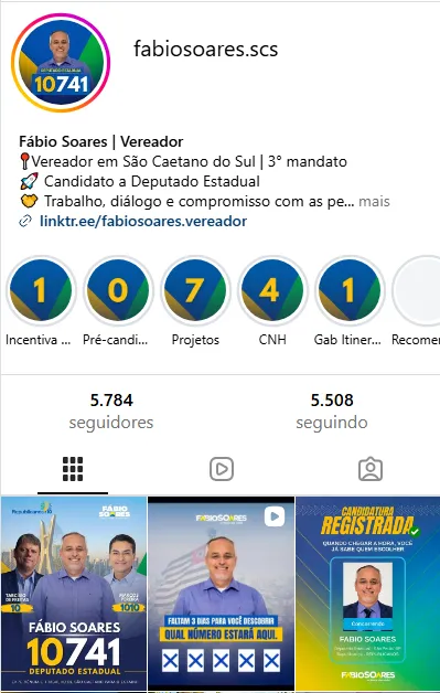 Perfil do Instagram @fabiosoares.scs